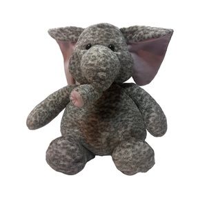 King Plush Elephant Plush Stuffed Animal Toy 14” Gray Pink